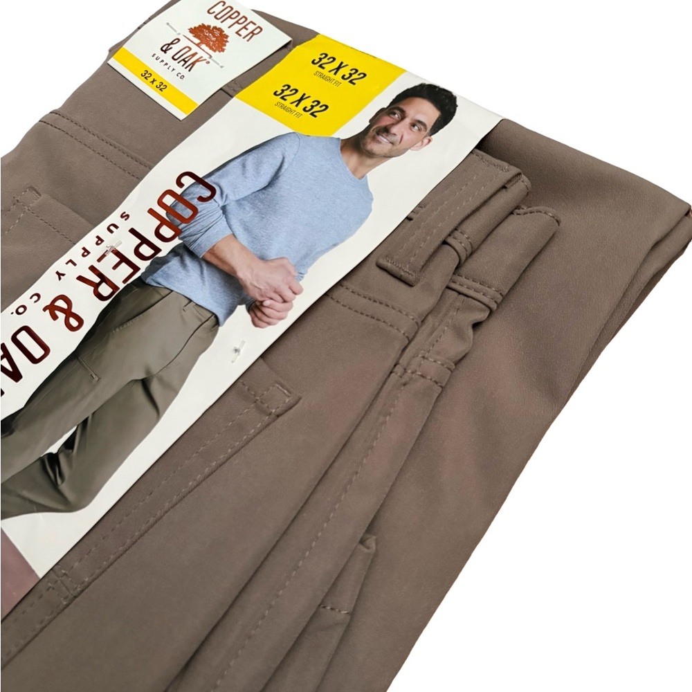 Copper & Oak Men's 32x32  Tech Utility Pants Tan Polyester Zipper Pocket NWT - Picture 4 of 4